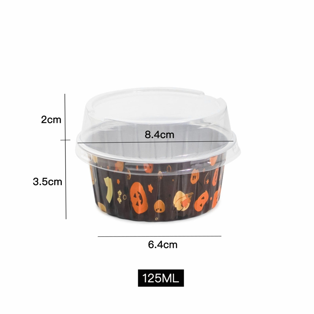 ◎10只入◎萬聖節圓形烘焙鋁箔蛋糕杯(含透明高蓋)/雪媚娘馬芬包裝盒/戚風杯子蛋糕捲口杯/家用防油耐高溫麵包點心鋁箔杯-細節圖8