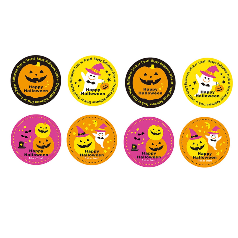 ◎3張入/共24枚◎萬聖節南瓜白幽靈圓型封口貼/萬聖節裝飾貼紙/Happy Halloween節日派對禮物封口貼/手帳貼-細節圖3