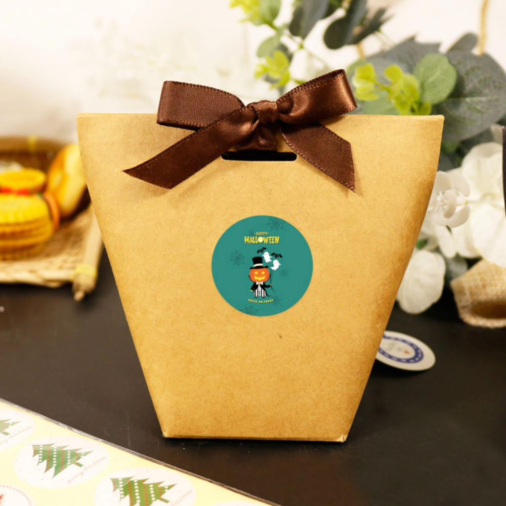 ◎3張入/共36枚◎萬聖節圓形南瓜幽靈四色封口貼/萬聖節裝飾貼紙/Happy Halloween節日派對禮物封口貼/手帳-細節圖3