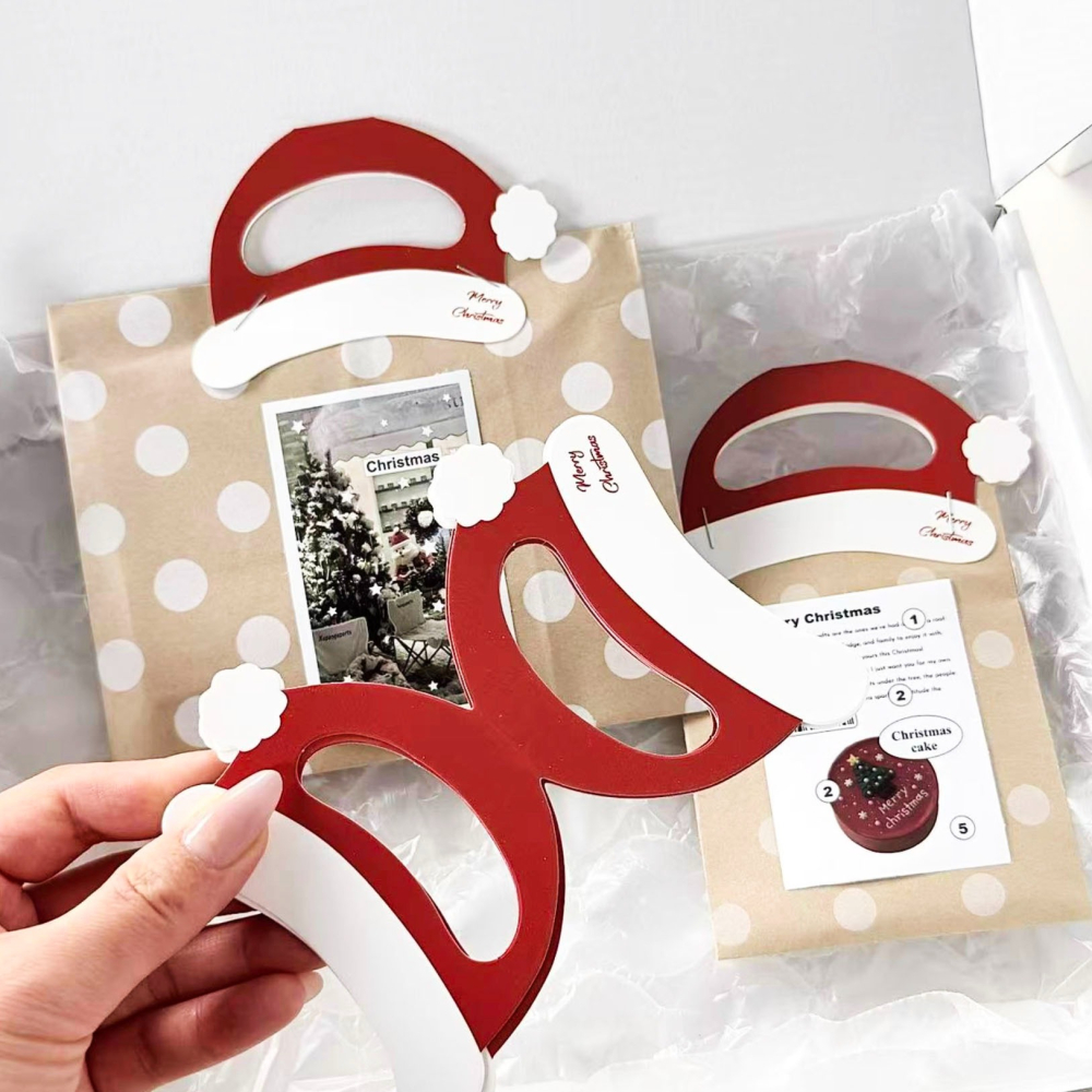 ◎20枚入◎聖誕節紅色帽子款手提式餅乾頁眉卡頭/聖誕老人帽手拎卡頭/聖誕節烘焙包裝卡頭/頭聖誕帽掛式紙卡片/聖誕禮物裝飾-細節圖3