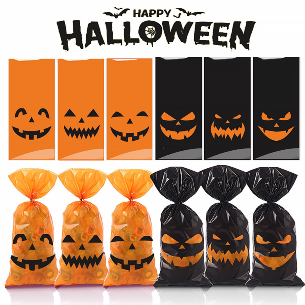 ◎20入◎12.5*27cm萬聖節南瓜頭平口袋/餅乾袋/烘焙點心餅乾包裝袋平口袋/萬聖節禮物袋-細節圖3