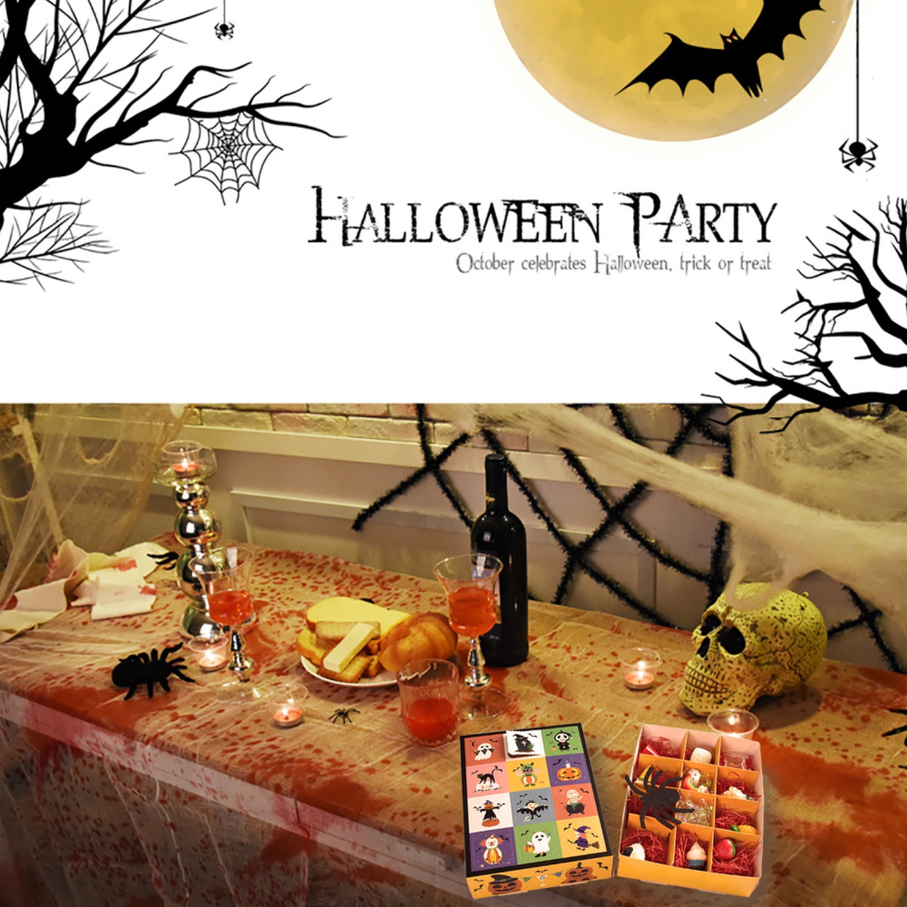 ◎2入◎12格款趣味萬聖節戳戳樂盲盒空盒/HALLOWEEN PARTY自製驚喜禮物盒/食品級白卡禮品包裝/可愛彩色禮物-細節圖5