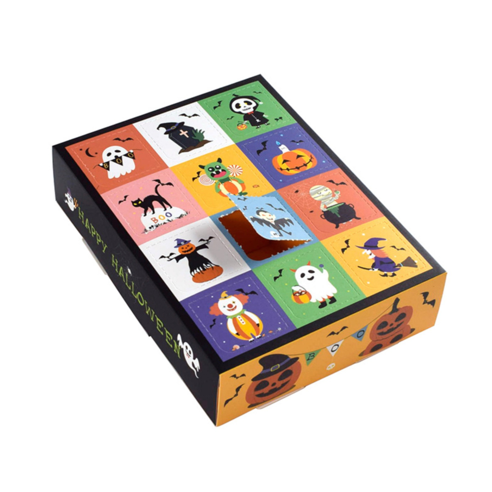 ◎2入◎12格款趣味萬聖節戳戳樂盲盒空盒/HALLOWEEN PARTY自製驚喜禮物盒/食品級白卡禮品包裝/可愛彩色禮物-細節圖7