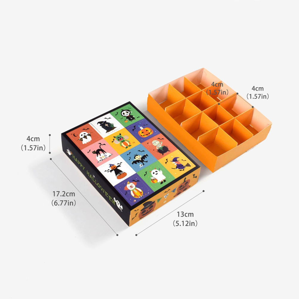 ◎2入◎12格款趣味萬聖節戳戳樂盲盒空盒/HALLOWEEN PARTY自製驚喜禮物盒/食品級白卡禮品包裝/可愛彩色禮物-細節圖8