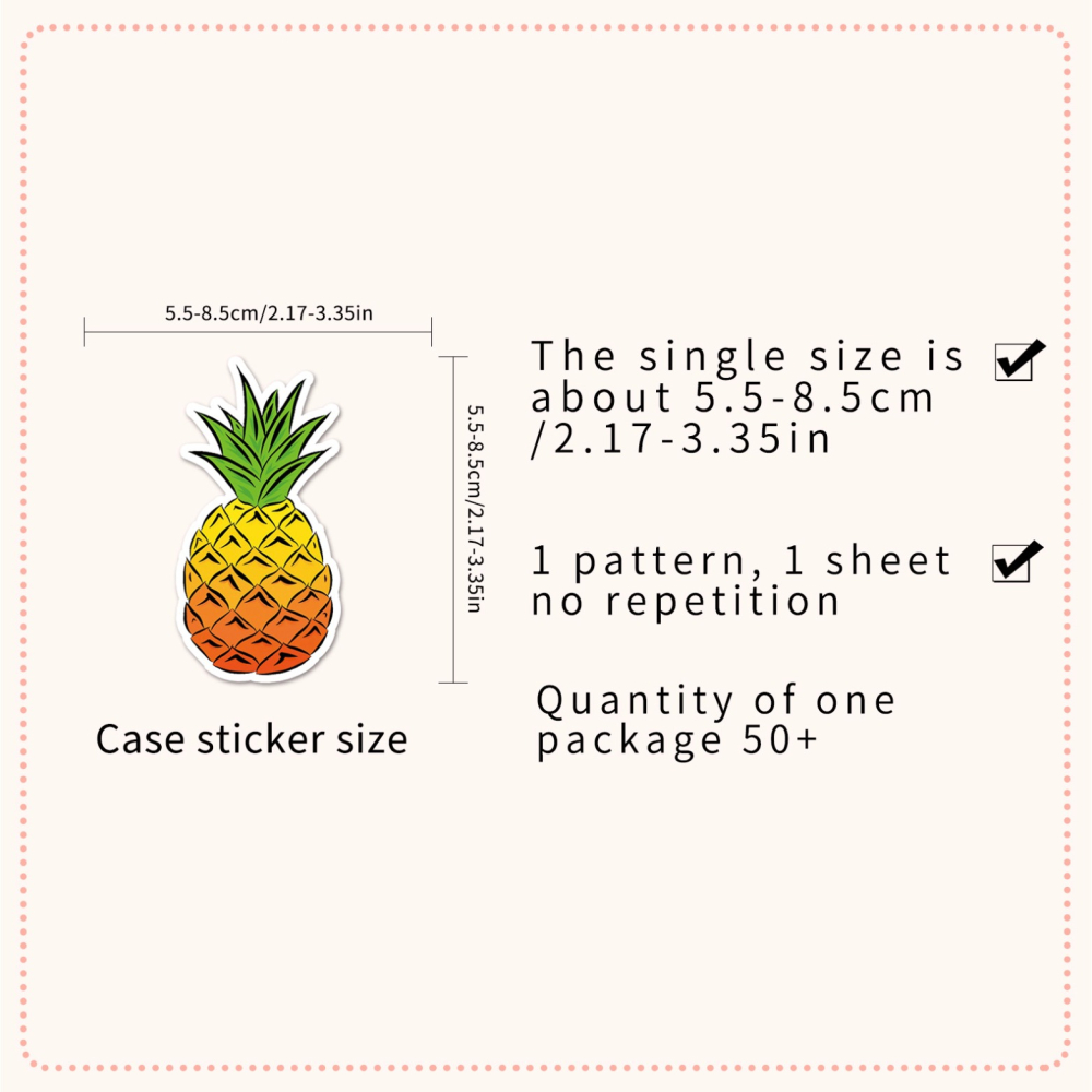 ◎50枚貼◎可愛鳳梨水果彩色異型封口貼/滑板防水行李箱貼紙/PVC手帳貼紙-細節圖5