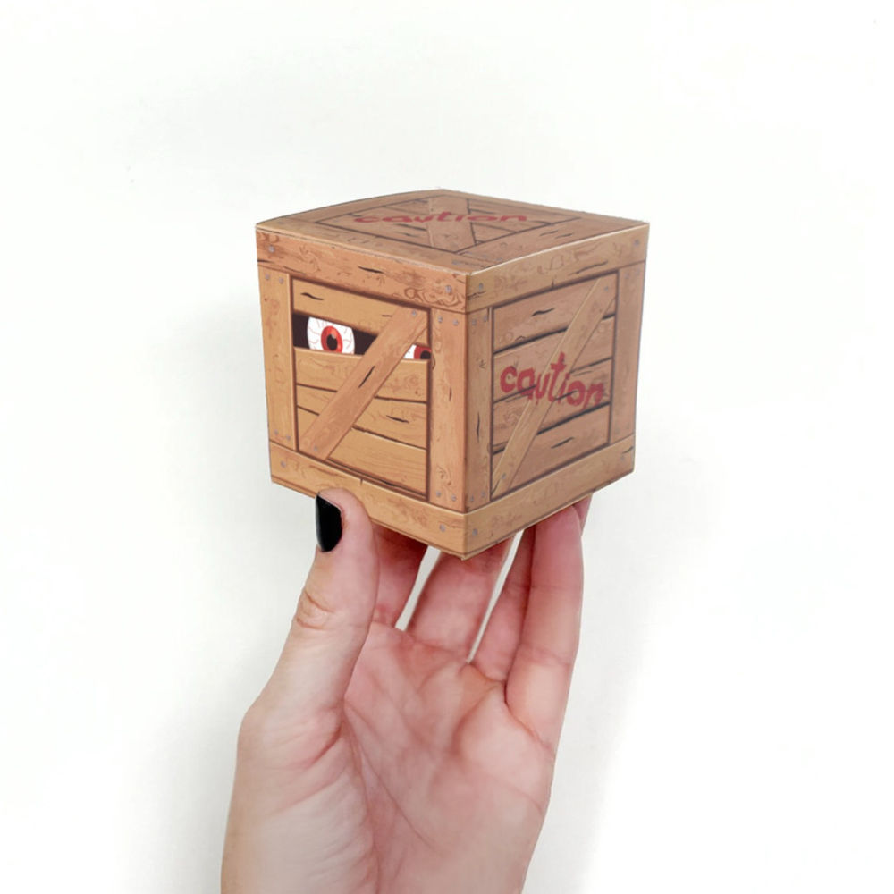 ◎5只入◎萬聖節創意血眼睛木紋禮物盒/食品級搞怪派對糖果折疊木紋包裝小紙盒/一次性白卡紙點心紙盒/環保糖果餅乾禮品紙盒-細節圖4