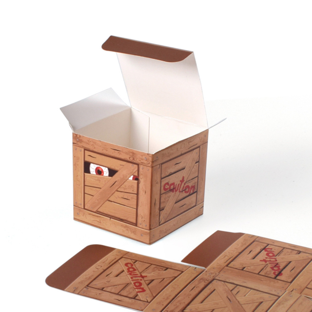 ◎5只入◎萬聖節創意血眼睛木紋禮物盒/食品級搞怪派對糖果折疊木紋包裝小紙盒/一次性白卡紙點心紙盒/環保糖果餅乾禮品紙盒-細節圖5