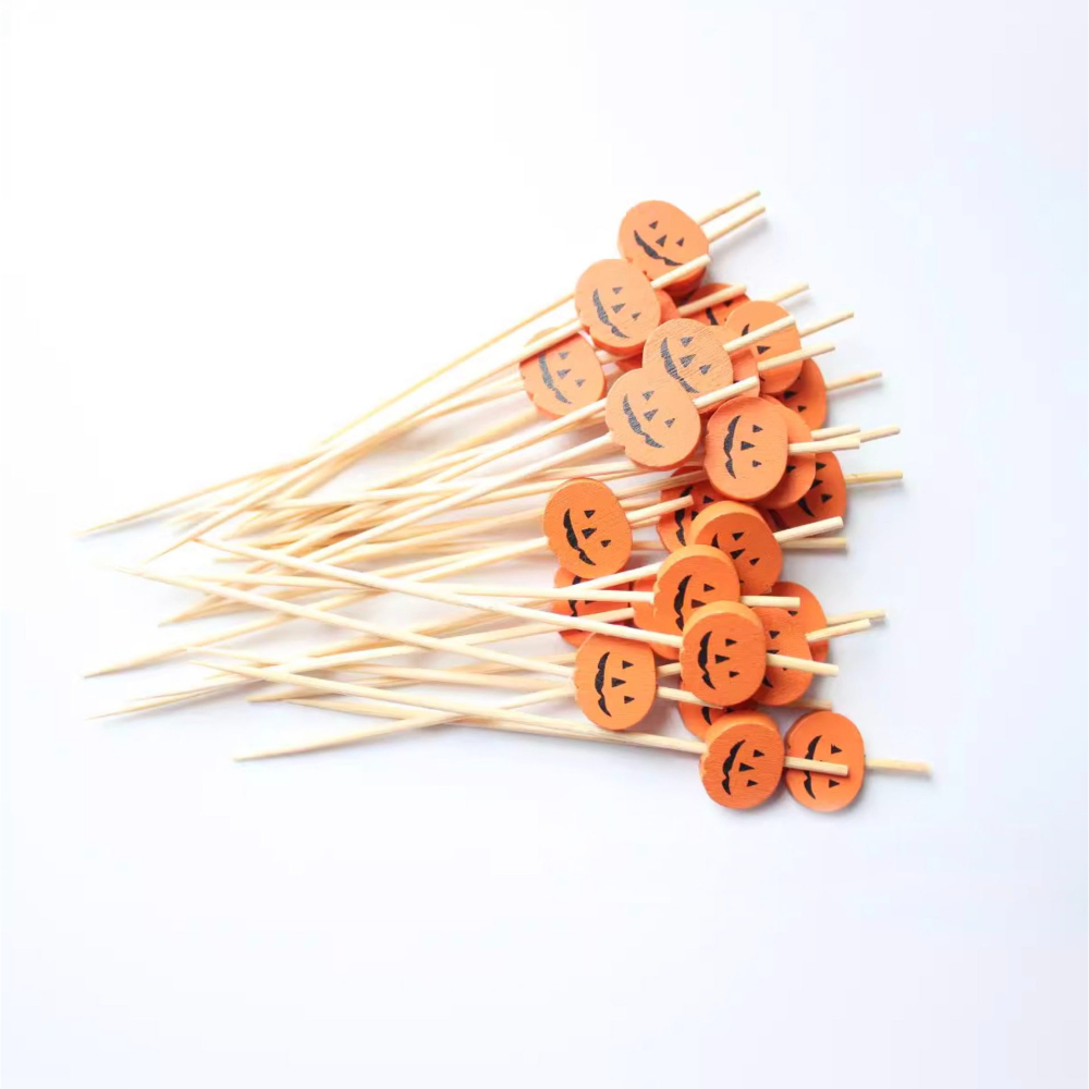◎20支◎木質萬聖節南瓜造型冰糖葫蘆竹籤/一次性漢堡造型水果籤/家庭親子DIY烘焙製作工具/萬聖節特定款派對雞尾酒籤-細節圖6