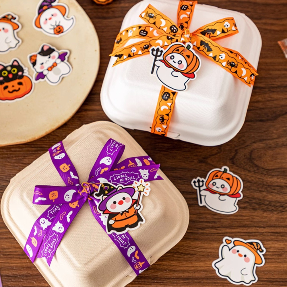 ◎18枚入◎萬聖節南瓜黑貓幽靈diy裝飾掛籤吊牌掛件/鬼節插牌紙卡/萬聖節掛飾/烘焙包裝掛飾禮盒吊牌-細節圖4