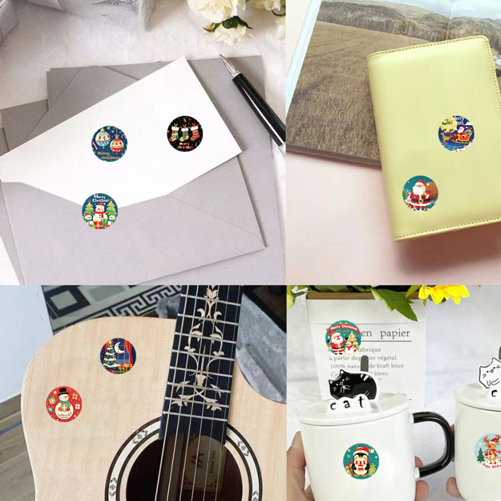 ◎500枚/卷◎可愛聖誕節圓型封口貼紙/捲捲貼紙餅乾袋裝飾貼/禮盒禮物貼紙/pvc不乾膠裝飾貼紙-細節圖3