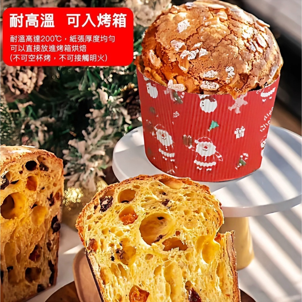 ◎6入◎4/5/6吋聖誕節潘娜托尼瓦楞紙托/耐溫200°可進烤箱聖誕麵包烘焙紙杯/Panatoni聖誕老人雪人蛋糕紙杯-細節圖4