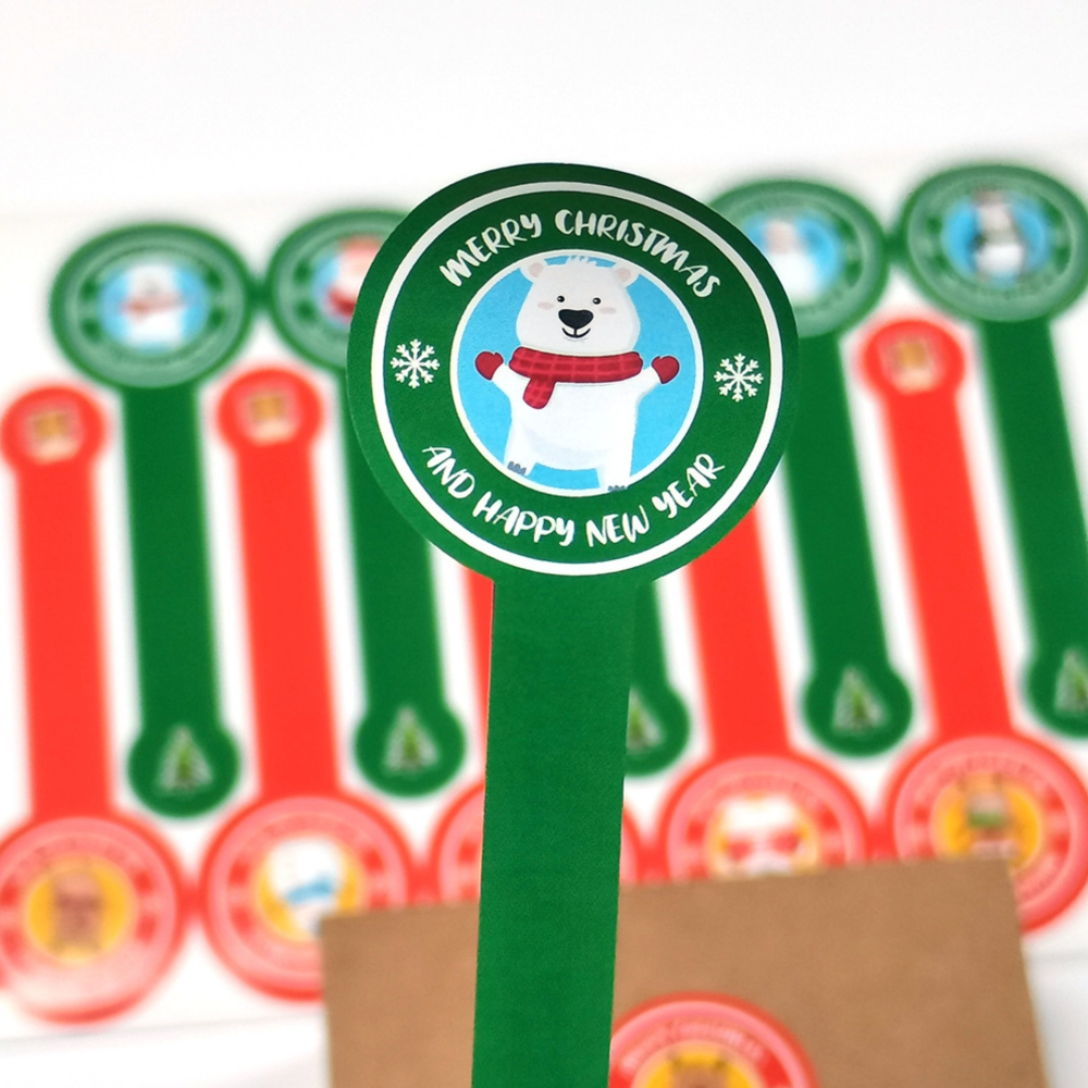 ◎3張/共30枚◎聖誕節長條圓型餅乾桶封口貼紙/布丁瓶推推筒包裝袋裝飾貼/長條杯貼飲品logo貼紙/聖誕節棒棒糖造型禮物-細節圖4