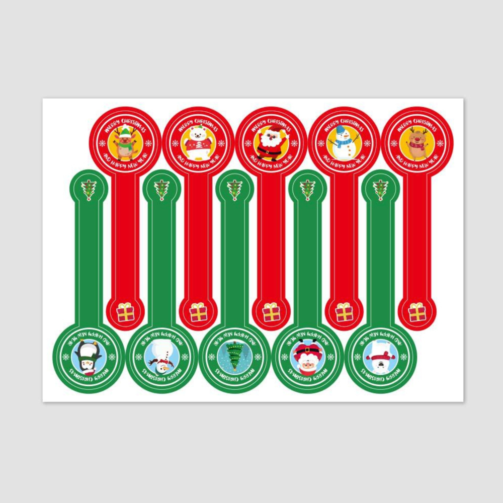 ◎3張/共30枚◎聖誕節長條圓型餅乾桶封口貼紙/布丁瓶推推筒包裝袋裝飾貼/長條杯貼飲品logo貼紙/聖誕節棒棒糖造型禮物-細節圖5