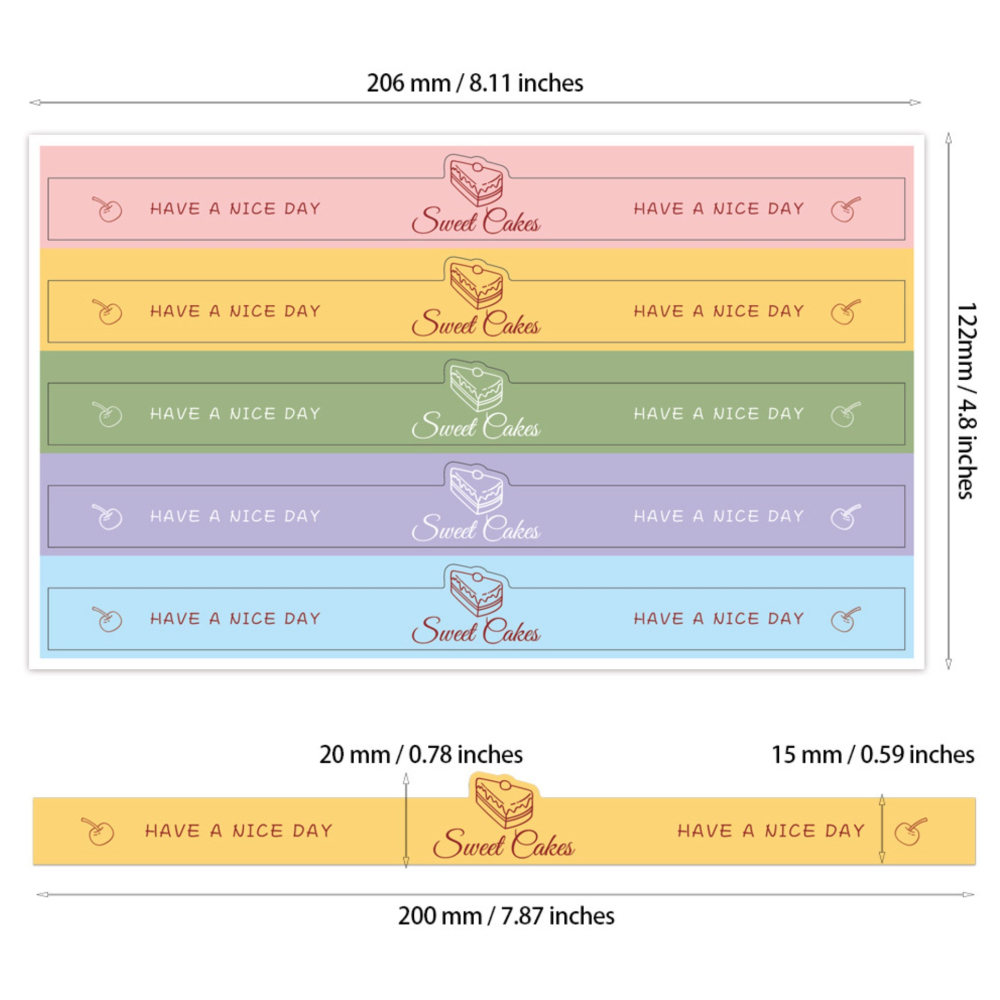 ◎5張/共25枚◎卡通可愛表情圍邊腰帶圍邊/曲奇糯米船牛軋糖奶茶瓶子糖果裝飾封口貼紙/長條型不乾膠烘培蛋糕盒DIY封口貼-細節圖5