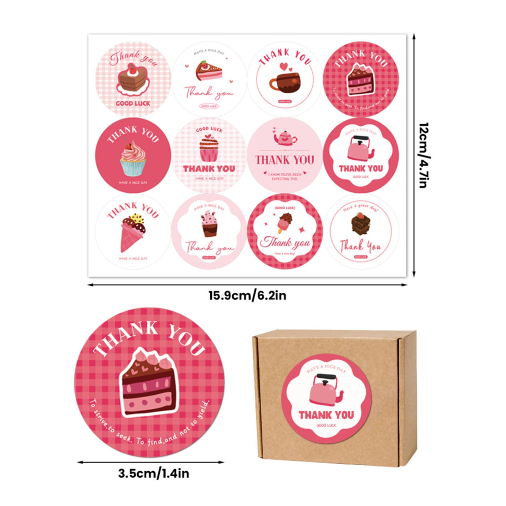◎3張/共36枚◎可口甜品圓型封口貼紙/thank you標籤貼/圓形封口貼/派對裝飾不乾膠貼紙-細節圖6