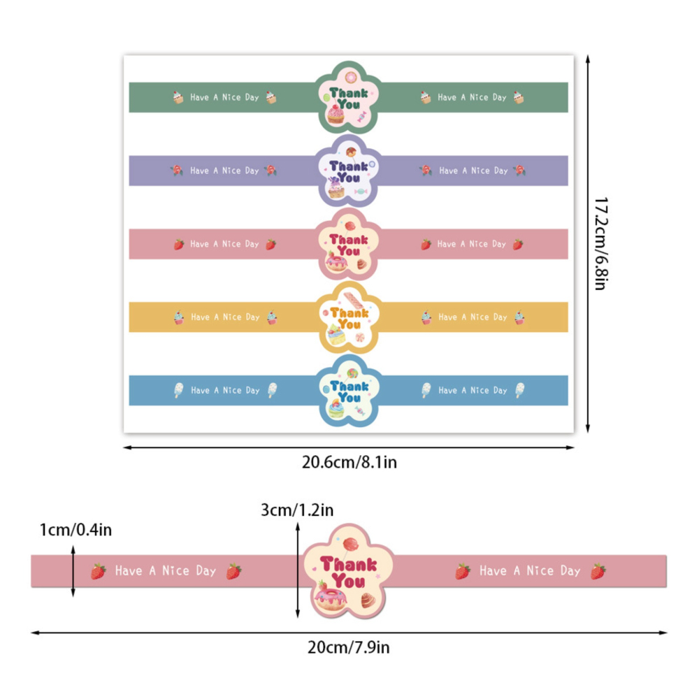 ◎4張/共20枚◎thank you水彩手錶型封口貼紙/標籤貼/圓形長條封口貼/派對裝飾不乾膠貼紙-細節圖5