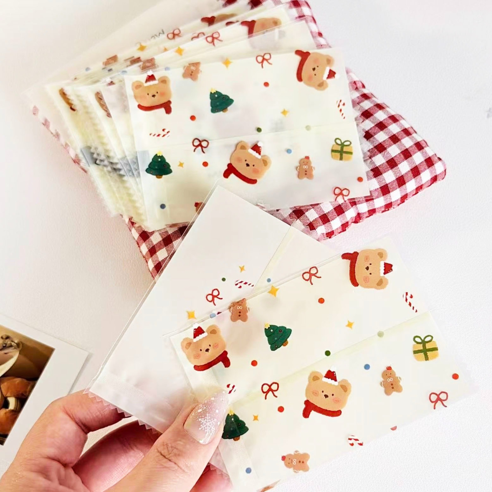 ◎7x9cm◎聖誕節可愛小熊曲奇雪Q餅機封袋(約95~100入)/聖誕糖霜雪花酥磨砂透明糖果袋/烘焙食品禮物包裝袋-細節圖3