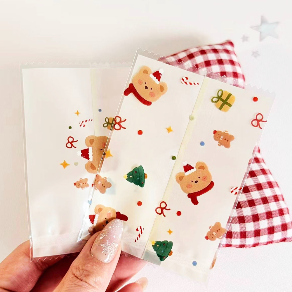◎7x9cm◎聖誕節可愛小熊曲奇雪Q餅機封袋(約95~100入)/聖誕糖霜雪花酥磨砂透明糖果袋/烘焙食品禮物包裝袋-細節圖4