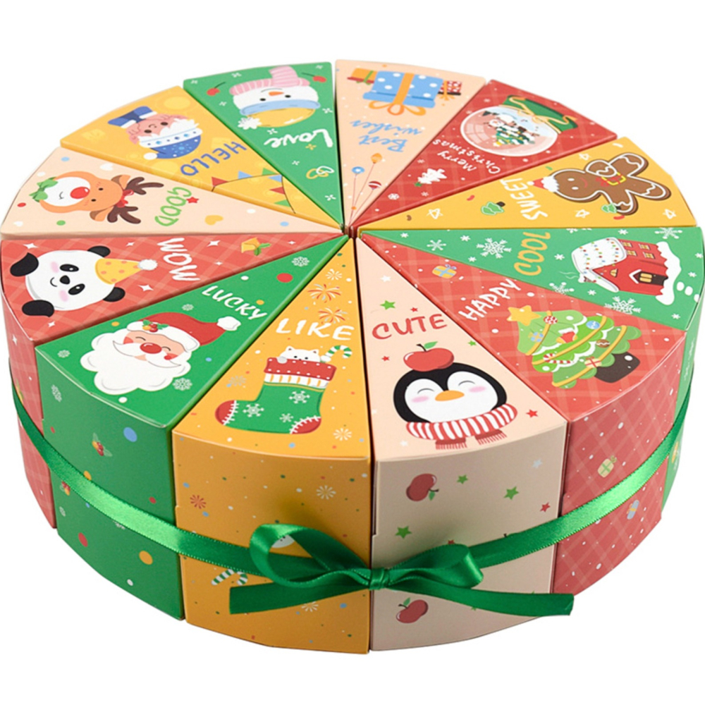 ◎12個組◎聖誕節派對三角蛋糕造型禮盒(附贈固定用絲帶)/Merry Christmas盲盒/聖誕派對禮品包裝空盒子-細節圖5