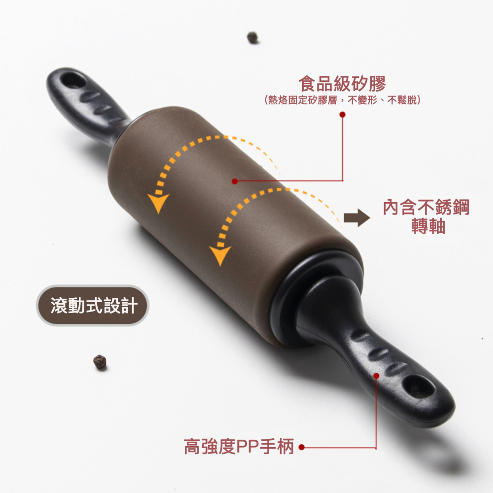 矽膠滾軸擀麵杖/走錘餃子棍/麵粉棍烘焙工具/餃子棍/食品級餃子皮壓麵棍/排氣棒壓麵棍/走棰油槌滾軸擀麵棍-細節圖6