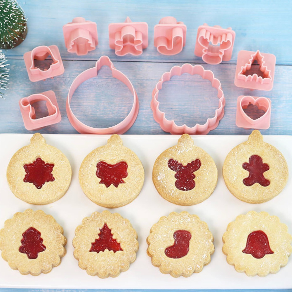 ◎10件組◎32款造型迷你聖誕節糖霜餅乾模/饅頭飯糰模具/奶油果醬夾心糖餅模/ 塑料按壓式曲奇餅乾模-細節圖3