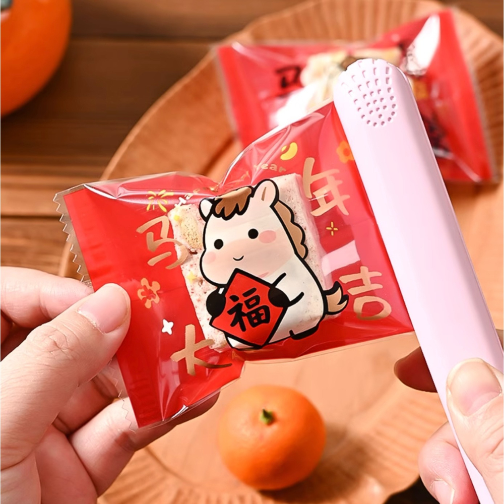 ◎4*9.5cm/7*10cm◎新年馬上有福四合一機封袋(約100只混入)/馬年賀新歲牛軋糖方塊酥曲奇雪Q餅點心袋-細節圖4