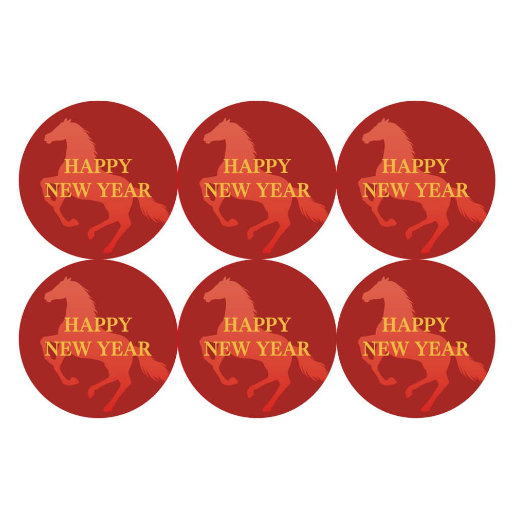 ◎5張=30枚◎2026馬年新款圓型包裝貼紙/happy new year不乾膠裝飾貼紙/紅色新年封口貼/蛋黃酥貼紙/D-細節圖4