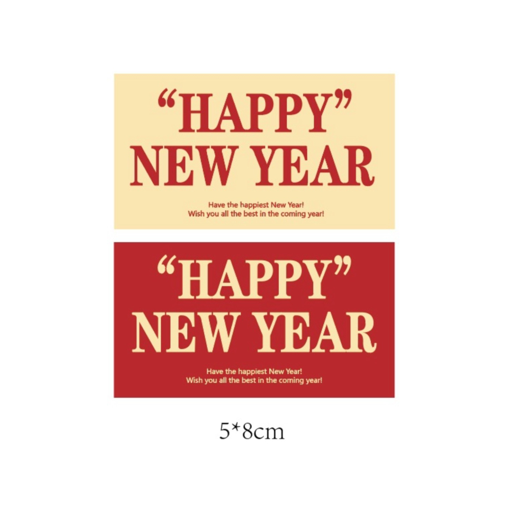 ◎5張=20枚◎新年方型雙色包裝貼紙/happy new year不乾膠裝飾貼紙/紅色新年封口貼/蛋黃酥貼紙/DIY禮盒-細節圖5