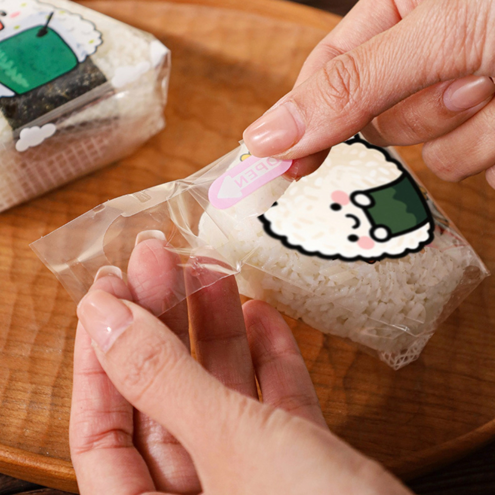 ◎約50只入◎日式三角飯糰防霧包裝袋/可愛日式壽司海苔打包袋/微波專用可加熱家用透明包裝紙-細節圖4