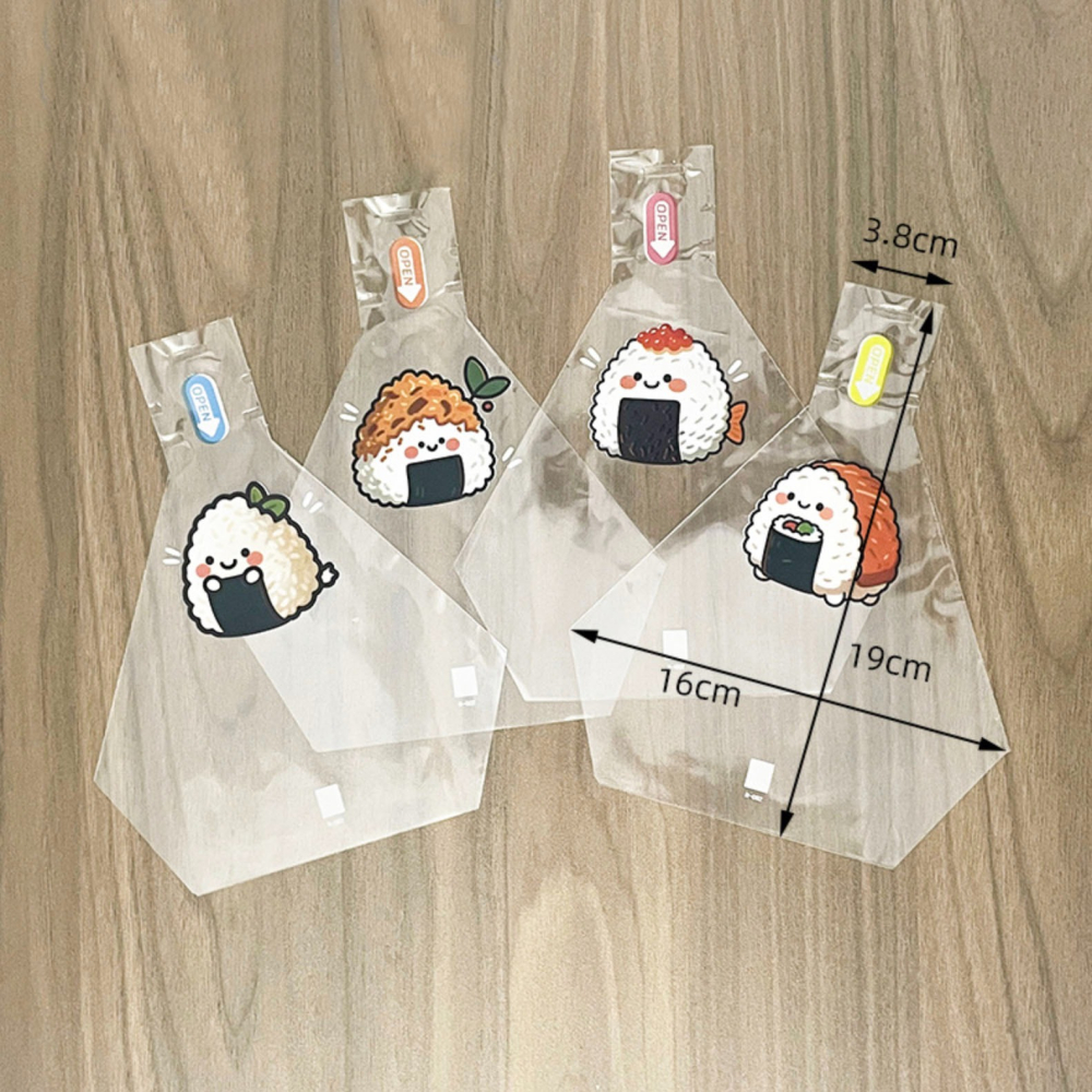 ◎約50只入◎日式三角飯糰防霧包裝袋/可愛日式壽司海苔打包袋/微波專用可加熱家用透明包裝紙-細節圖6
