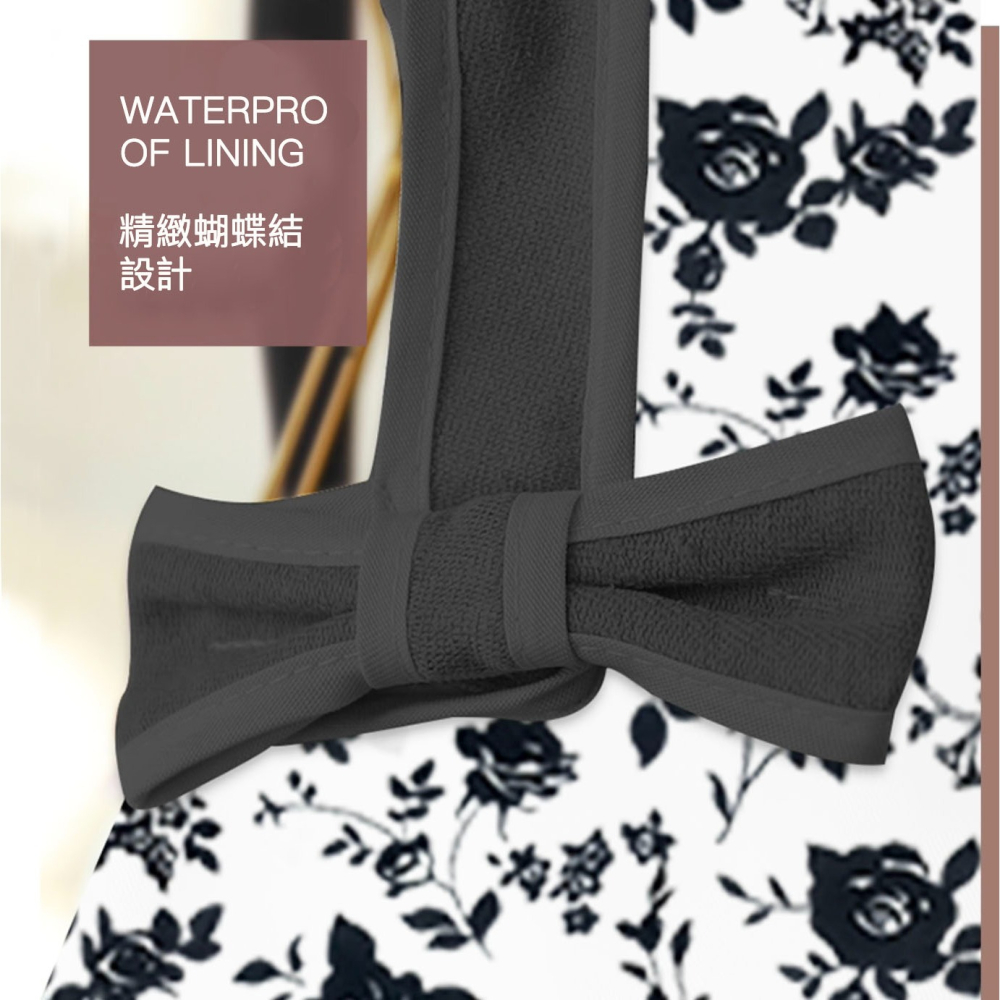韓式黑白墨水玫瑰圍裙罩衣/成人圍裙/畫衣/廚房防污工作服/店服/麵包店烘培圍裙-細節圖4