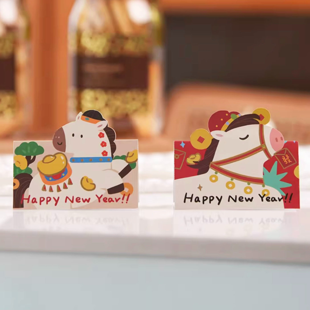 ◎30張入◎新年萌馬賀歲餅乾頁眉卡頭/馬年創意感謝賀卡裝飾卡頭/農曆年烘焙包裝卡頭/牛軋糖雪花酥曲奇餅乾透明卡紙袋裝飾-細節圖4