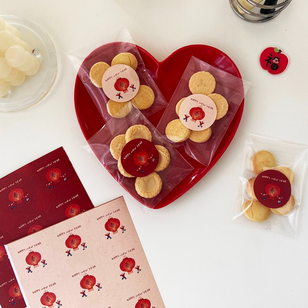 ◎3張=27枚◎新年春節氛圍感圓形封口貼紙/節慶禮盒禮物貼紙/新年燈籠禮物不乾膠裝飾貼紙/賀卡裝飾標籤紙-細節圖3