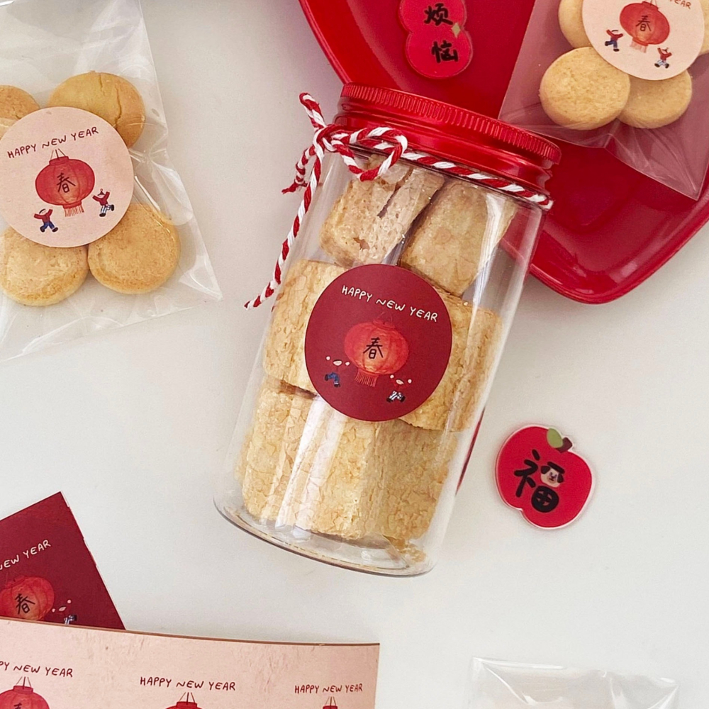 ◎3張=27枚◎新年春節氛圍感圓形封口貼紙/節慶禮盒禮物貼紙/新年燈籠禮物不乾膠裝飾貼紙/賀卡裝飾標籤紙-細節圖4