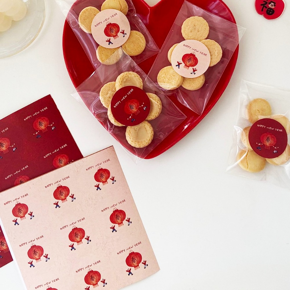 ◎3張=27枚◎新年春節氛圍感圓形封口貼紙/節慶禮盒禮物貼紙/新年燈籠禮物不乾膠裝飾貼紙/賀卡裝飾標籤紙-規格圖6