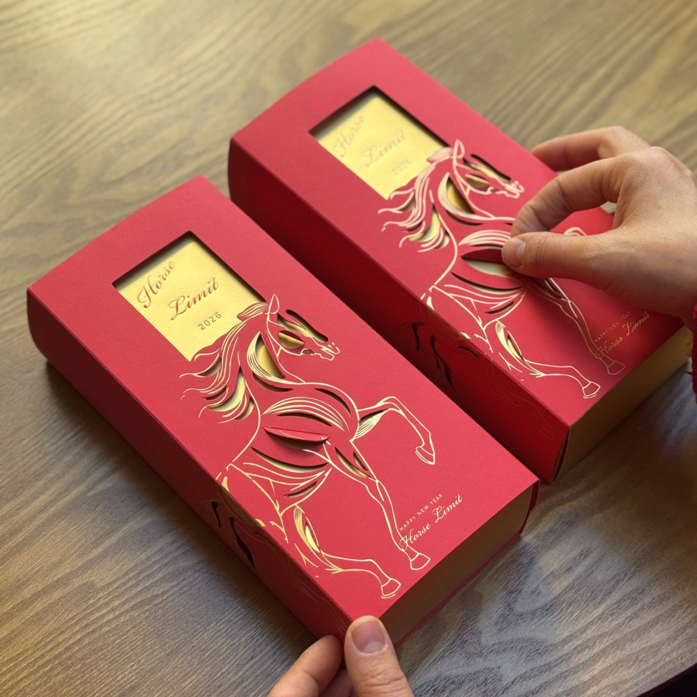 ◎2入◎兩格式馬年燙金包裝紙盒/馬年春節中式糕點綠豆糕曲奇雪花酥太妃糖果點心禮盒/2026年牛軋糖曲奇餅乾紙盒子-細節圖2