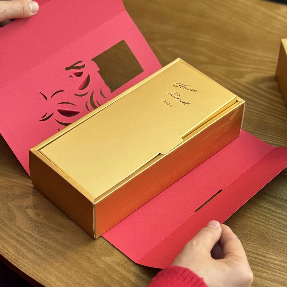 ◎2入◎兩格式馬年燙金包裝紙盒/馬年春節中式糕點綠豆糕曲奇雪花酥太妃糖果點心禮盒/2026年牛軋糖曲奇餅乾紙盒子-細節圖4