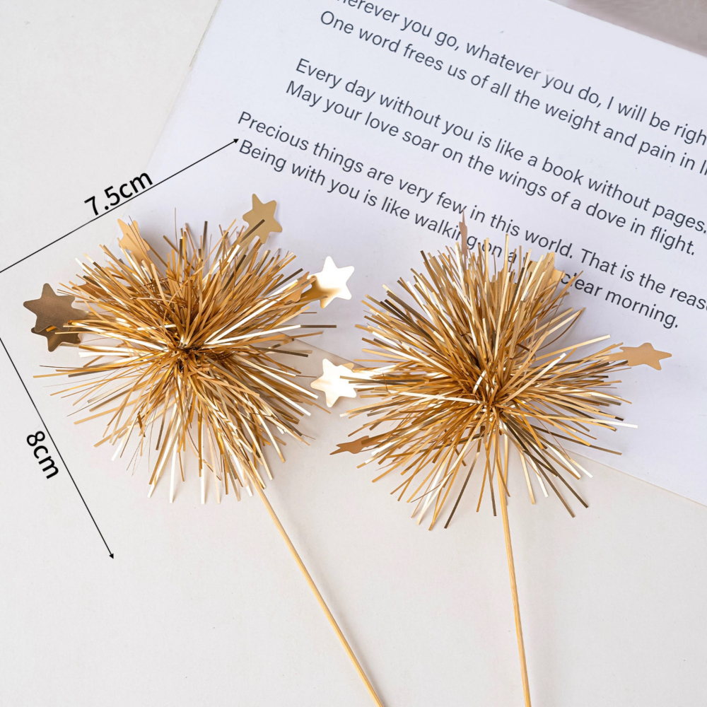 ◎5支裝◎新年韓式霧面金色雨絲裝飾插件插旗/馬芬杯裝飾/聖誕杯子蛋糕裝飾卡片插旗/生日蛋糕甜品裝飾裝飾插牌-細節圖4