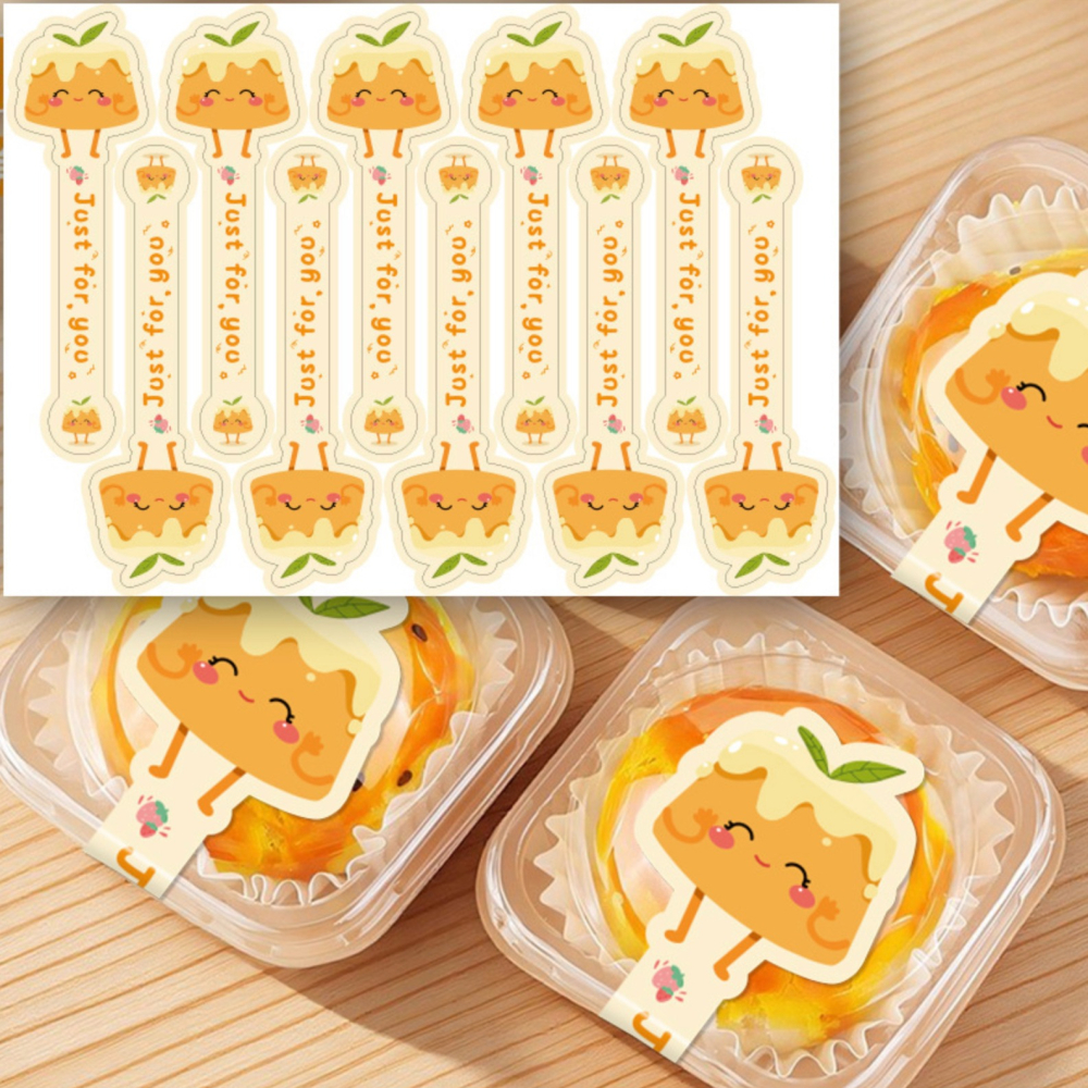 ◎3張=30枚貼◎可愛卡通布丁長條封口貼紙/烘焙禮盒包裝貼/餅乾袋貼紙/烘焙包裝盒封口貼/不乾膠標籤貼紙/長條狀不乾膠封-細節圖4