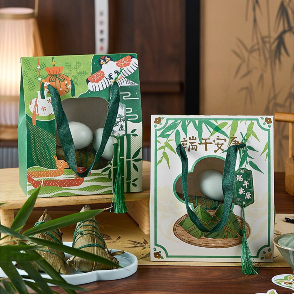 ◎2入◎端午節開窗式手提禮盒/龍粽提盒包裝盒/團購禮品袋提盒/創意開窗手提紙盒/肉粽甜粽包裝盒-細節圖2