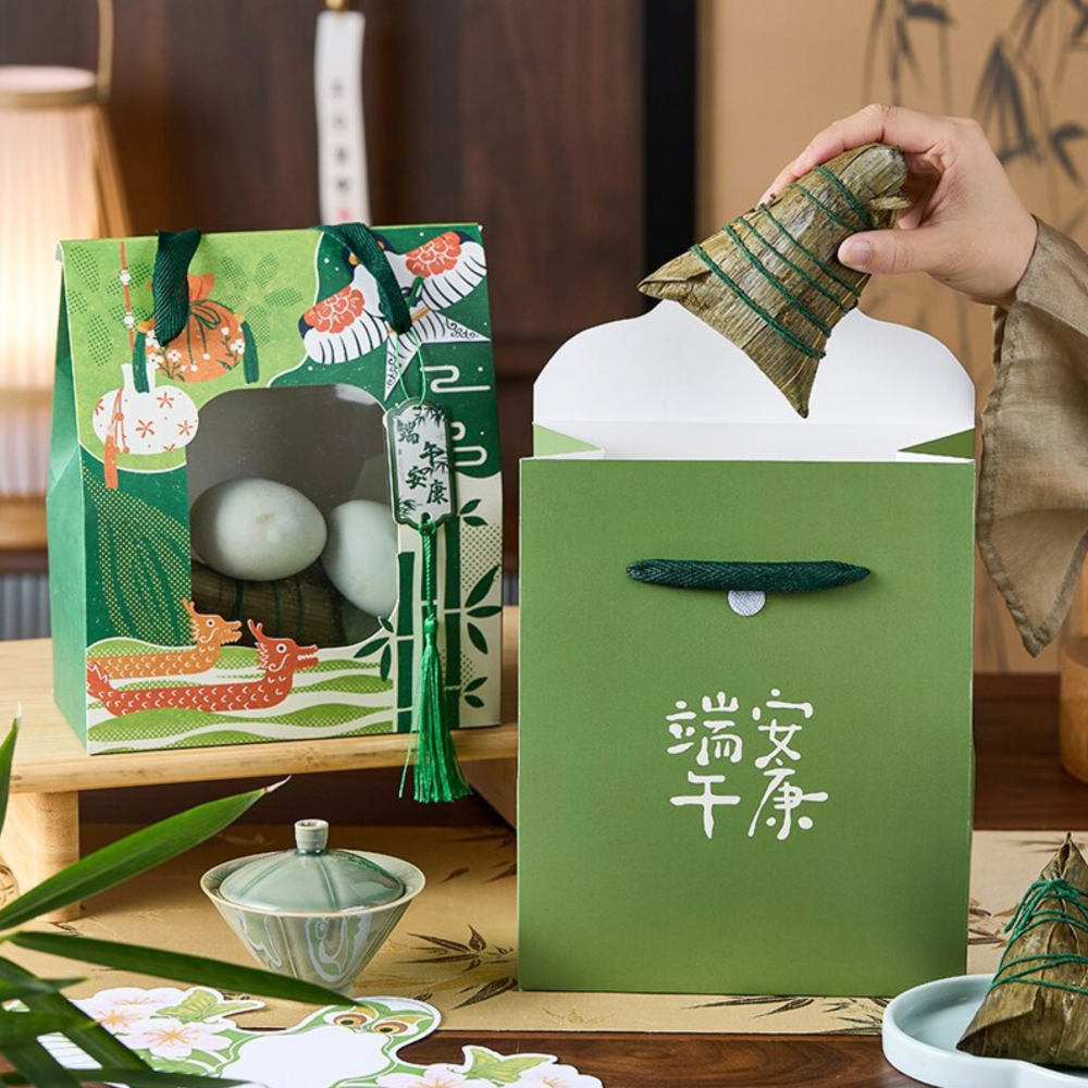 ◎2入◎端午節開窗式手提禮盒/龍粽提盒包裝盒/團購禮品袋提盒/創意開窗手提紙盒/肉粽甜粽包裝盒-細節圖4