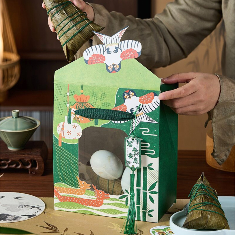 ◎2入◎端午節開窗式手提禮盒/龍粽提盒包裝盒/團購禮品袋提盒/創意開窗手提紙盒/肉粽甜粽包裝盒-細節圖5
