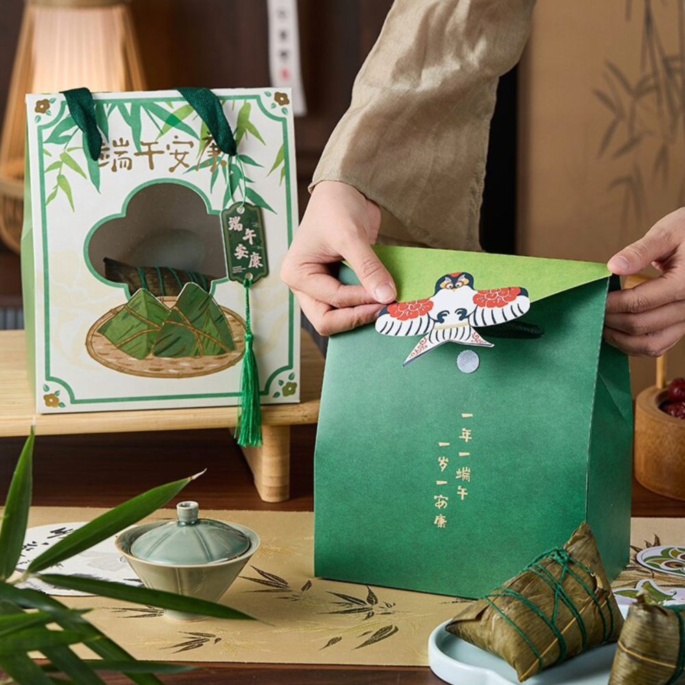 ◎2入◎端午節開窗式手提禮盒/龍粽提盒包裝盒/團購禮品袋提盒/創意開窗手提紙盒/肉粽甜粽包裝盒-細節圖6