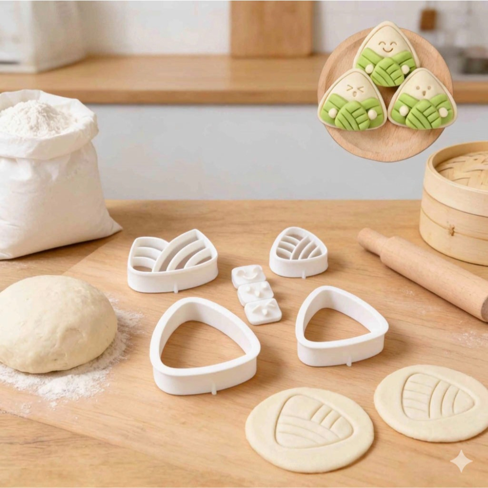◎7件組◎端午節粽子造型饅頭模具/創意卡通饅頭豆沙包切模/3D列印按壓式花樣麵點模/端午造型饅頭工具-細節圖2