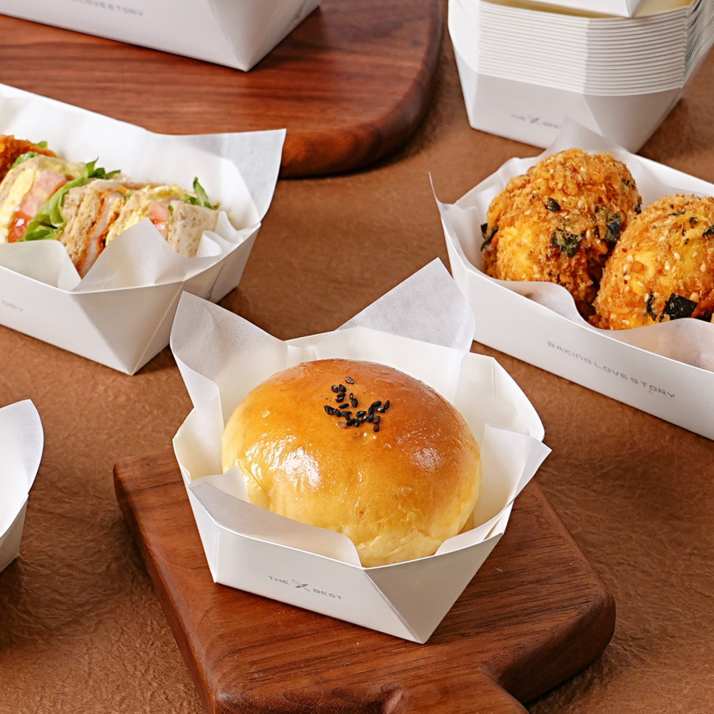 ◎10入◎船形圓形八角盒麵包包裝盒(附贈防油紙)/蛋糕甜點外帶打包盒子/提拉米蘇拿破崙盒/泡芙糕點防油紙墊-細節圖4