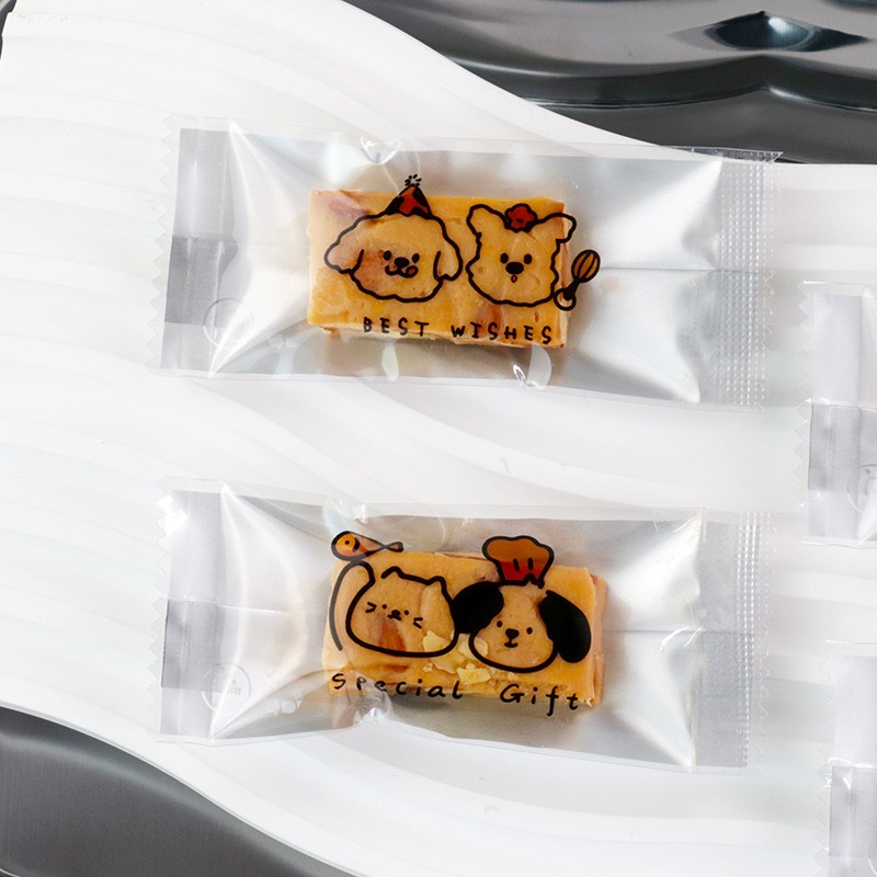 ◎4*9cm◎萌寵四合一糖果機封袋(約100只混入)/牛軋糖巧克力點心袋/海鹽杏仁太妃糖核桃糕CPP機封袋-細節圖4