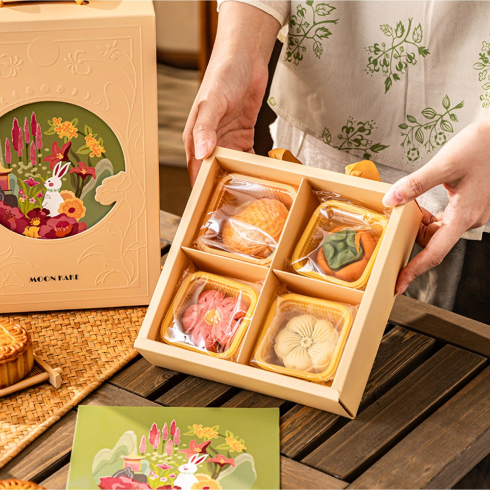 ◎2入◎四/六粒式中秋花鏡鏤空抽屜式包裝盒/中秋節中式糕點綠豆糕曲奇雪花酥太妃糖果點心禮盒/牛軋糖曲奇餅乾紙盒子/廣式冰-細節圖3