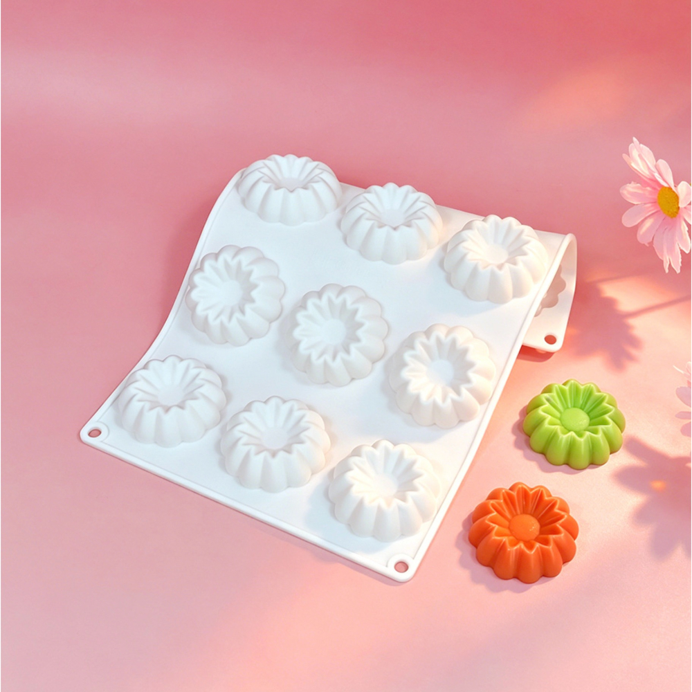 ◎12連◎法式立體雛菊花朵造型淋面矽膠蛋糕模/自製布丁果凍巧克力冰淇淋慕斯模具/造型烘焙模具/香氛蠟燭手工皂模-細節圖2