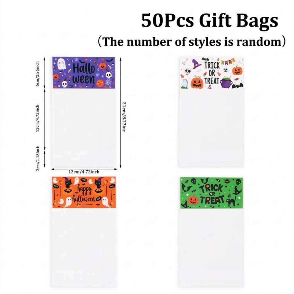 ◎12x12+3cm◎萬聖節Trick Or Treat卡頭式自黏袋/糖霜餅乾包裝/糖果曲奇瑪德琳裝飾卡頭袋-細節圖3