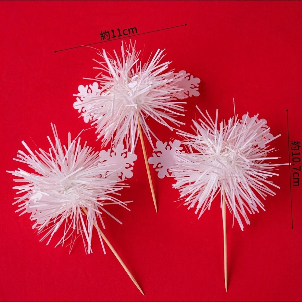 ◎5支裝◎韓式聖誕白色雪花雨絲裝飾插件插旗/馬芬杯裝飾/聖誕節杯子蛋糕裝飾卡片插旗/生日蛋糕甜品裝飾裝飾插牌-細節圖3